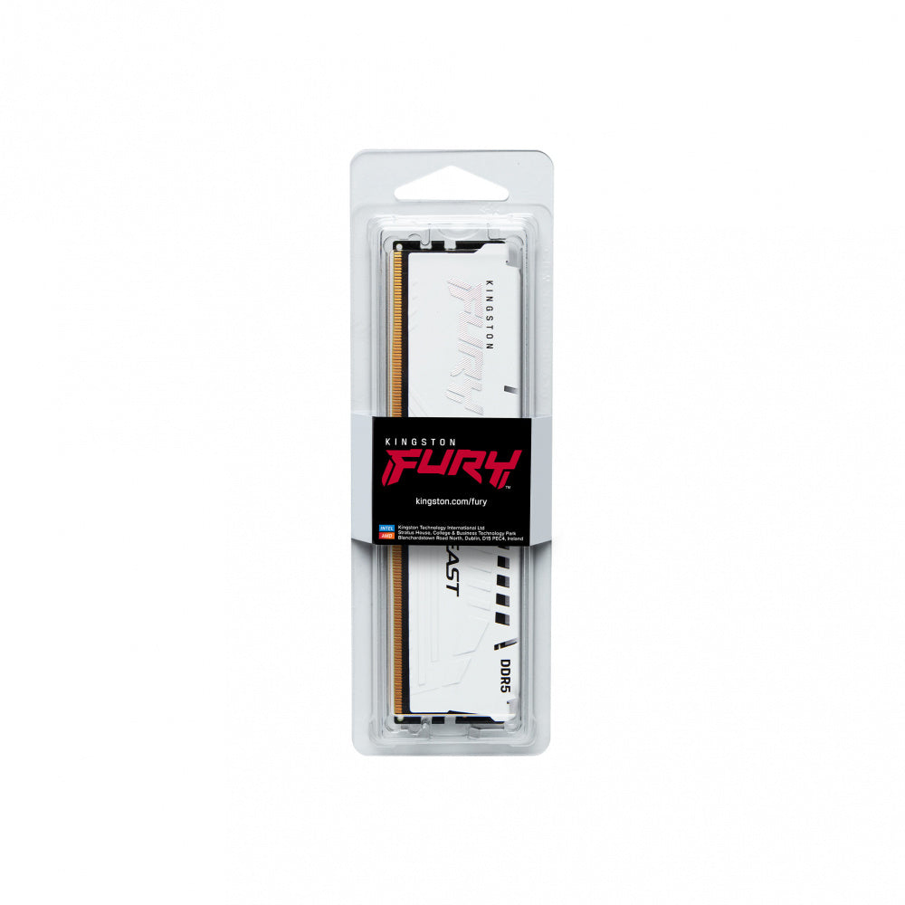 Memoria Ram Kingston Dimm Ddr5 16gb 6000mt/s Fury Beast White Expo Cl30 288pin 1.4v C/disipador De Calor P/pc/gamer/alto Rendimiento Kf560c30bwe-16