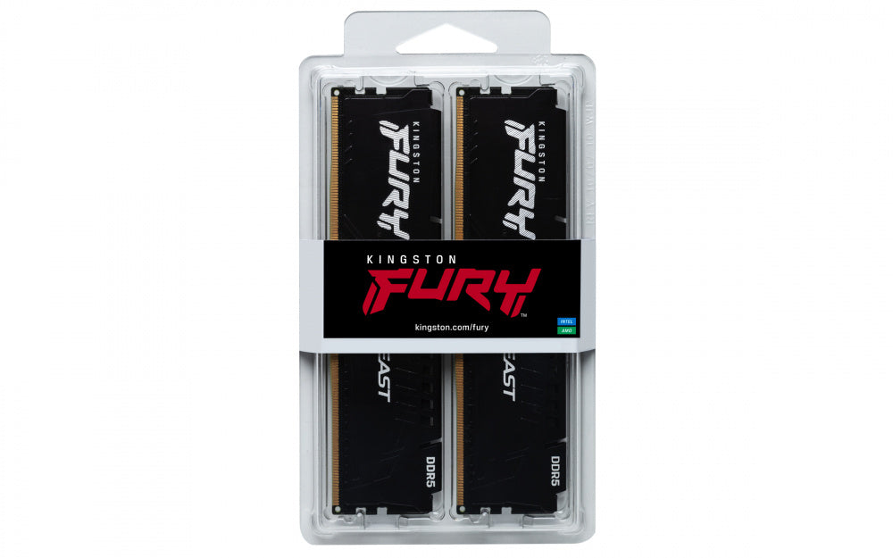 Memoria Ram Kingston Dimm Ddr5 32gb 2x16gb 6000mt/s Fury Beast Black Expo Cl36 288pin 1.35v C/disipador De Calor P/pc/gamer/alto Rendimiento Kit 2