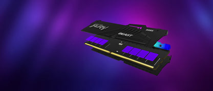 Memoria Ram Kingston Dimm Ddr5 16gb 6000mt/s Fury Beast White Expo Rgb Cl30 288pin 1.4v C/disipador De Calor