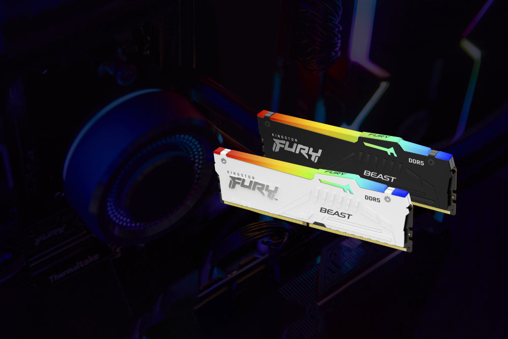 Memoria Ram Kingston Dimm Ddr5 16gb 6000mt/s Fury Beast White Expo Rgb Cl30 288pin 1.4v C/disipador De Calor