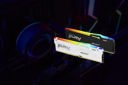 Memoria Ram Kingston Dimm Ddr5 16gb 6000mt/s Fury Beast White Expo Rgb Cl30 288pin 1.4v C/disipador De Calor