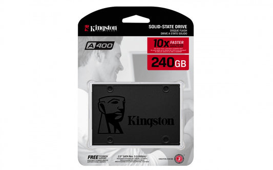 Unidad De Estado Solido Kingston Interno A400 240gb 2.5 Sata3 7mm Lect.500 Escrit.320mb/s Pc/laptop Sa400s37/240g