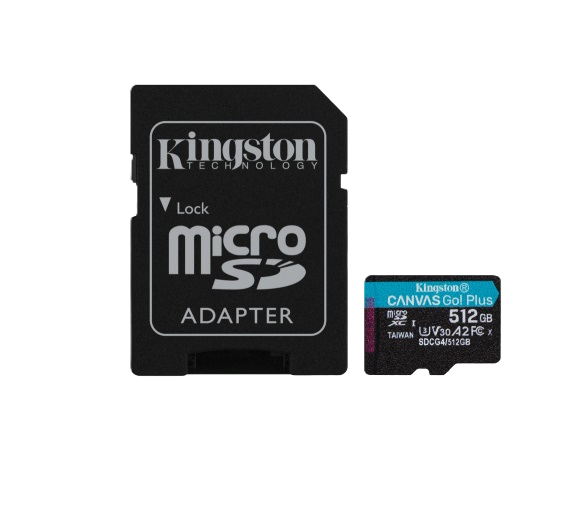 Memoria Flash Micro Sd Kingston Sdxc Canvas Go Plus 512gb 200mb/s Uhs-i U3 V30 C/adaptador (sdcg4/512gb)