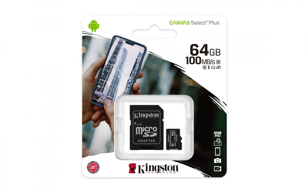 Memoria Flash Micro Sd Kingston Sdxc Canvas Select Plus 64gb 100r Uhs-i U1 V10 C/adaptador Sdcs2/64gb
