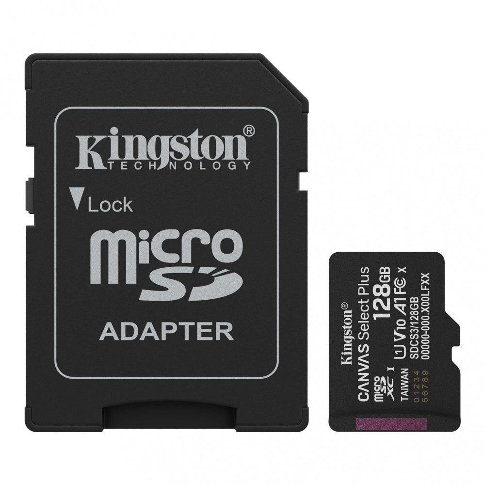 Memoria Flash Micro Sd Kingston Sdxc Canvas Select Plus 128gb 150mb/s Uhs-i U1 V10 C/adaptador (sdcs3/128gb)