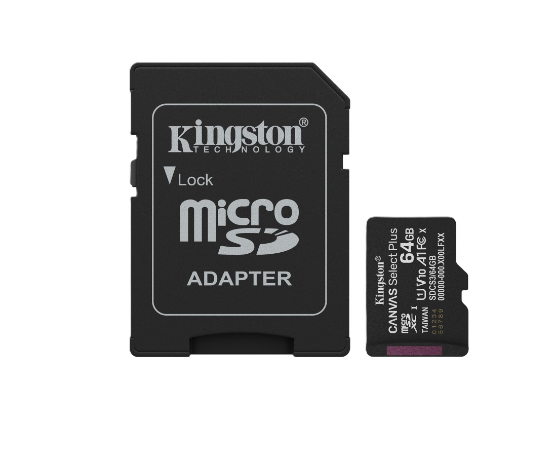 Memoria Flash Micro Sd Kingston Sdxc Canvas Select Plus 64gb 100mb/s Uhs-i U1 V10 C/adaptador (sdcs3/64gb)