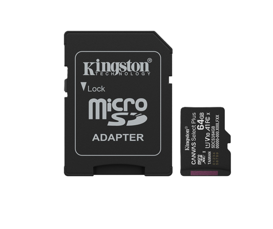 Memoria Flash Micro Sd Kingston Sdxc Canvas Select Plus 64gb 100mb/s Uhs-i U1 V10 C/adaptador (sdcs3/64gb)