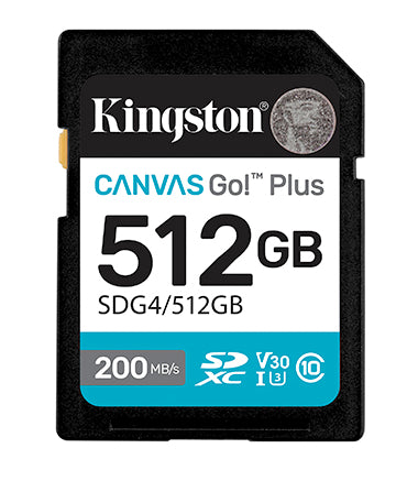 Memoria Flash Sd Kingston Sdxc Canvas Go Plus 512gb 200mb/s C10 Uhs-i U3 V30 (sdg4/512gb)