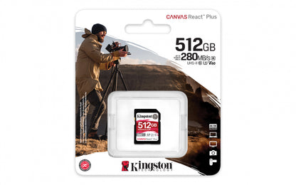 Memoria Flash Sd Kingston Sdxc Canvas React Plus 512gb 280r/150w Uhs-ii U3 V60 (sdr2v6/512gb)