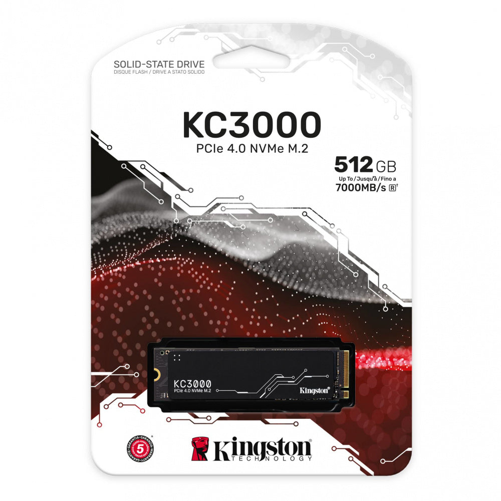 Unidad De Estado Solido Kingston Interno Kc3000 512gb M.2 2280 Nvme Pcie Gen 4x4 Lect.7000/escrit.3900 Mb/s Pc/laptop Skc3000s/512g