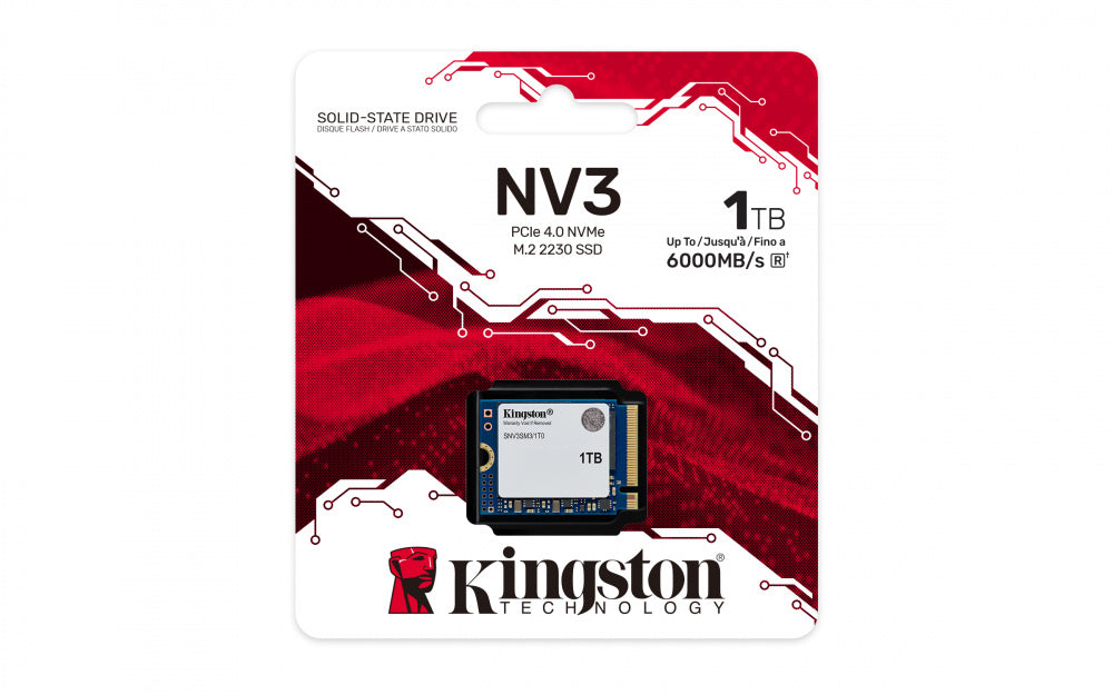 Unidad De Estado Solido Kingston Interno Snv3s Nv3 1tb M.2 2230 Nvme Pcie Gen 4x4 Lect.6000/escrit.5000 Mb/s Pc/laptop/mini Pc Snv3sm3/1t0