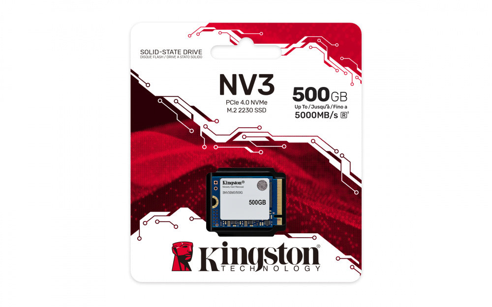 Unidad De Estado Solido Kingston Interno Snv3s Nv3 500gb M.2 2230 Nvme Pcie Gen 4x4 Lect.5000/escrit.3000 Mb/s Pc/laptop/mini Pc Snv3sm3/500g
