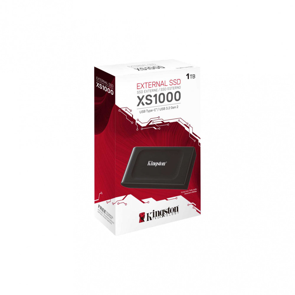 Unidad De Estado Solido Kingston Externo Xs1000 1tb Usb 3.2 Gen 2 Lect.1050/escrit.1000 Mb/s Conector Tipo A Tipo C Sxs1000/1000g