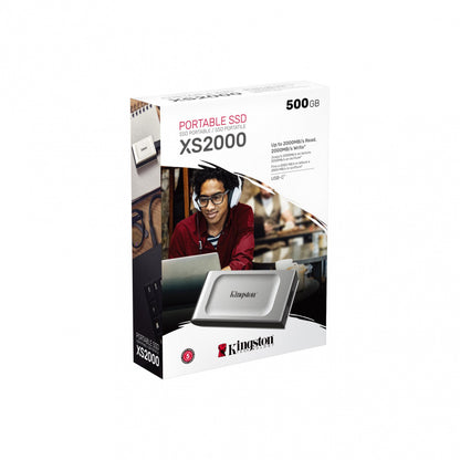 Unidad De Estado Solido Kingston Externo Xs2000 500gb Usb 3.2 Gen 2x2 Lect.2000/escrit.2000 Mb/s Conector Type-c Sxs2000/500g