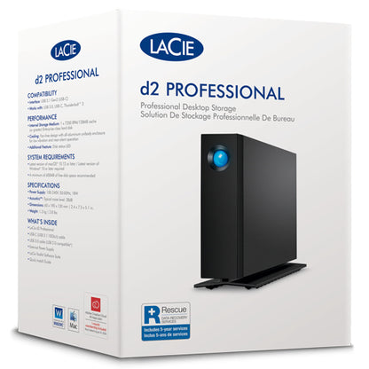 Disco Duro Externo Lacie D2 Professional 16tb 3.5 Escritorio Usb 3.1 Tipo-c Usb 3.0 Negro Win Mac Adapt De Alimentacion