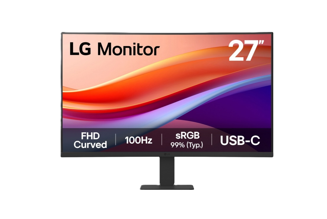 Monitor Pc Lg 27u421a-b Curvo Fhd 27 Pulg,usb-c,panel Va,100hz,tr 5ms(gtg),resol 1920x1080,asp 16:9,brillo 250cd/m2,contr 3000:1,1500r,hdr10,srgb 99%,hdmi,dynamic Action Sync,vesa 100x100 Mm.