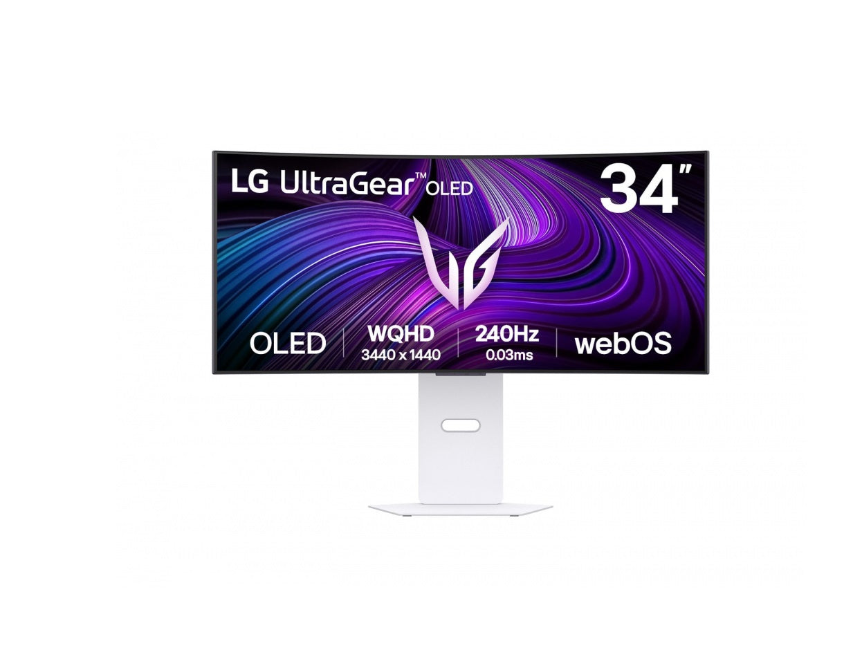Monitor Lg 34gx90sa-w Gaming Curvo Oled Ultragear 34 Pulg,3440x1440,240hz,21:09,tr 0.03ms (gtg),brillo 275cd/m2,contr 1500000:1,gc Dci-p3 98,5%,800r,hdmi,displayport,usb-c,hdr10,altavoz 7wx2.
