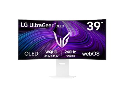 Monitor Pc Lg 39gx90sa-w Gaming Curvo Ultragear Oled 39 Pulg,240hz,3440x1440,21:9,brillo 275cd/m2,1500000:1,tr 0.03ms(gtg),hdr10,amd Freesync,nvidia G-sync,hdmi,dp,usb-c,wi-fi,bluetooh,altavoz 7wx2.