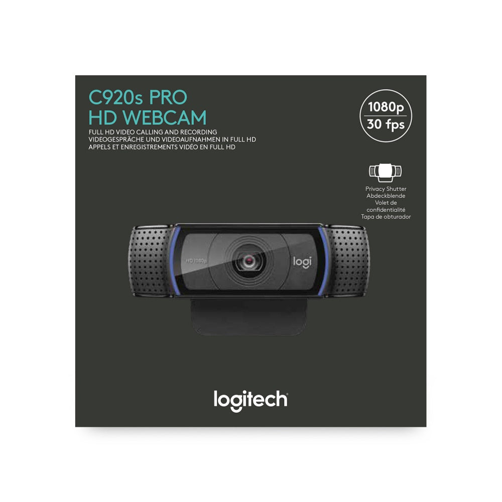 Webcam Logitech C920s Full Hd 1080p A 30 Fps Zoom 1.2x 3mp Enfoque Automatico Tapa Para La Lente Negro