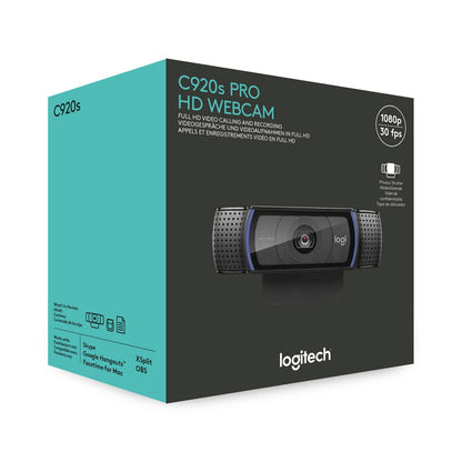 Webcam Logitech C920s Full Hd 1080p A 30 Fps Zoom 1.2x 3mp Enfoque Automatico Tapa Para La Lente Negro