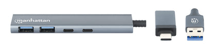Hub/manhattan/181075/hub De 4 Puertos Usb 3.2, 2 Usb-a Y 2 Usb-c, Conector Adaptable De Usb-a A Usb-c