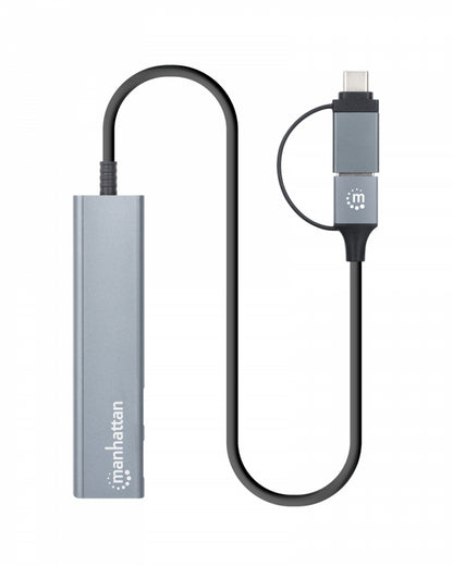 Hub/manhattan/181075/hub De 4 Puertos Usb 3.2, 2 Usb-a Y 2 Usb-c, Conector Adaptable De Usb-a A Usb-c