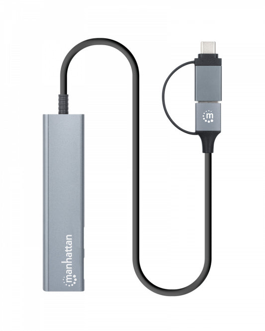 Hub/manhattan/181075/hub De 4 Puertos Usb 3.2, 2 Usb-a Y 2 Usb-c, Conector Adaptable De Usb-a A Usb-c
