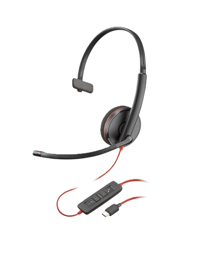 Diadema Hp Poly 8x214a6 Blackwire C3210/ Alambrica Monoaural Usb-a Usb-c Reduccion De Ruido Con Microfono Control En El Cable Color Negro Con Naranja
