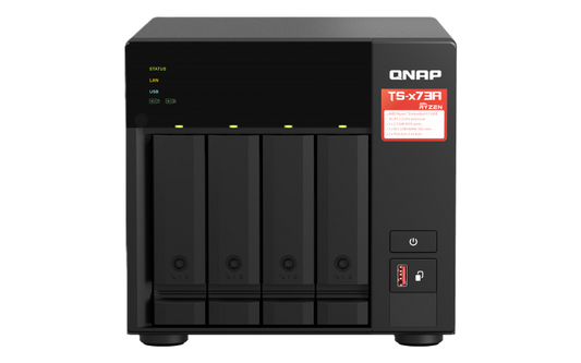 Nas Qnap Ts-473a-8g/ 4 Bahias Nucleo Cuadruple Hasta 2.7 Ghz Amd Ryzen 8gb Ddr4 So-dimm/2 Pto 2,5 Gbe / 1 Pto 10gbe/ Usb 3.2x3/ Hotswap/sata/hasta 72tb/ No Incluye Discos