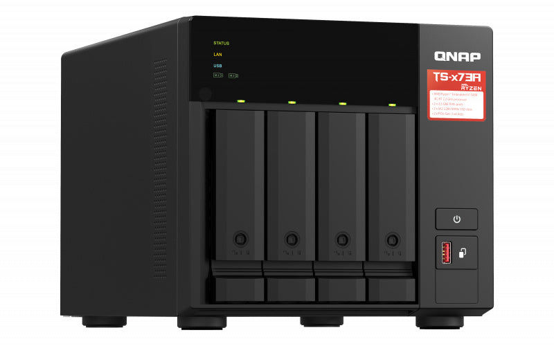 Nas Qnap Ts-473a-8g/ 4 Bahias Nucleo Cuadruple Hasta 2.7 Ghz Amd Ryzen 8gb Ddr4 So-dimm/2 Pto 2,5 Gbe / 1 Pto 10gbe/ Usb 3.2x3/ Hotswap/sata/hasta 72tb/ No Incluye Discos