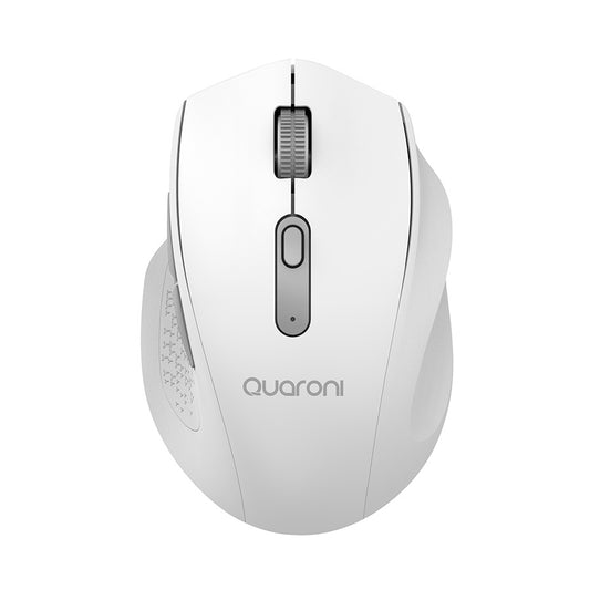 Mouse Inalmbrico Ergonmico Con Textura Quaroni 5 Scroll/receptor 2.4 Ghz/800 - 2400 Dpi/ptico/4 Niveles/blanco
