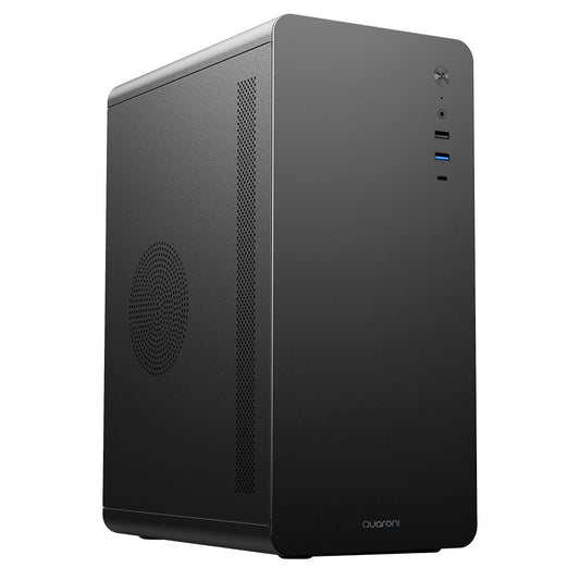Gabinete Micro Torre Quaroni Micro Atx, Mini Itx/1usb 2.0 1usb 3.0/usb 3.0/vertice Curvo/fuente 500 W/negro
