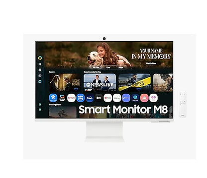 Monitor Led Samsung 32 Pulgadas /smart Monitor M8 /4k (3840 X 2160)/ Va/ Plano /hdmi / Bt / Wifi/ Usb-c/ Web Cam/ 60 Hz /blanco CÁlido