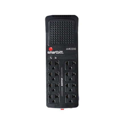 Regulador De Voltaje Smartbitt  Sbavr2200  2200va/1100w, 8 Contactos, Proteccin De Lnea Telefnica Rj-11