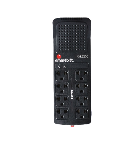 Regulador De Voltaje Smartbitt  Sbavr2200  2200va/1100w, 8 Contactos, Proteccin De Lnea Telefnica Rj-11