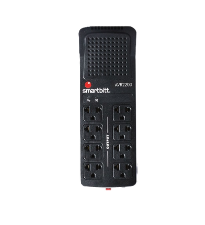 Regulador De Voltaje Smartbitt  Sbavr2200  2200va/1100w, 8 Contactos, Proteccin De Lnea Telefnica Rj-11