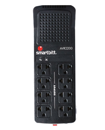Regulador De Voltaje Smartbitt 2200va/1100w, 8 Contactos, Proteccin De Lnea Telefnica Rj-11