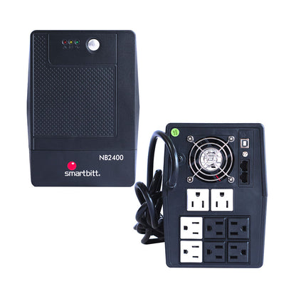 No-break Smartbitt 2400va/1200w, Clavija Nema 5-15p, 8 Contactos, Tipo Nema 5-15r, 4 Con Respaldo De Bateras, Regulacion Y Supresion De Picos Y 4 Con Regulacion Y Supresion De Picos, Rj11 Y Usb