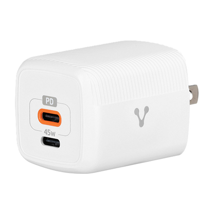 Cargador Para Pared Au-402 Fast Charge 3.0 A 1 Usb C 45w Blanco
