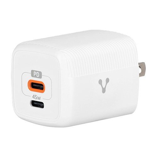 Cargador Para Pared Au-402 Fast Charge 3.0 A 1 Usb C 45w Blanco