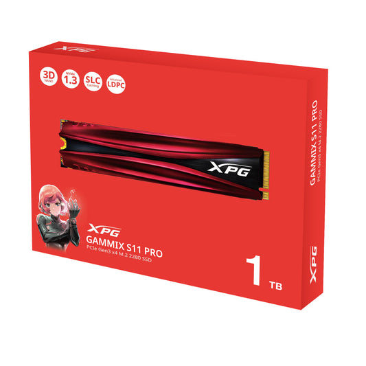 Unidad De Estado Solido Ssd Interno Xpg Gammix S11 Pro 1tb M.2 2280 Nvme Pcie Gen 3x4 Lect. 3500 Escrit. 3000 Mbs 3dnand Con Disparador Pc Minipc Gamer (agammixs11p-1tt-c)