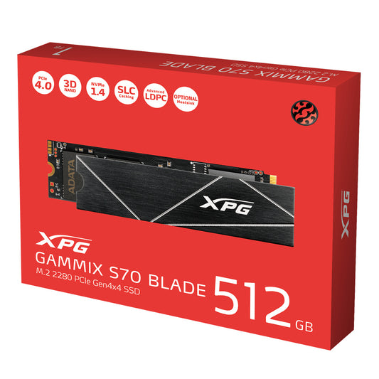 Unidad De Estado Solido Ssd Interno Xpg Gammix S70 Blade 512gb M.2 2280 Nvme Pcie Gen 4x4 Lect.7400 Escrit. 6100 Mbs 3dnand Pc Laptop Minipc Con Disipador Gamer (agammixs70b-512g-cs)