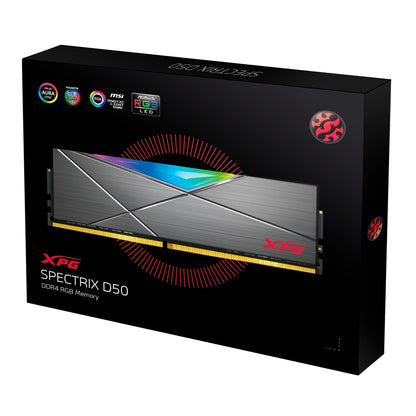 Memoria Xpg Spectrix D50 Udimm Ddr4 8gb Pc4-25600 3200mhz Cl16 1.35v Rgb Con Disipador Color Gris