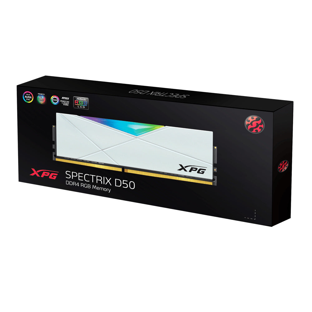 Memoria Xpg Spectrix D50 Udimm Ddr4 8gb Pc4-25600 3200mhz Cl16 1.35v Rgb Con Disipador Color Blanco