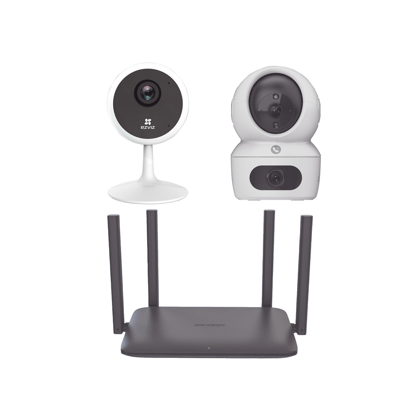 Kit de cámaras WiFi Para Uso en Interior / Incluye 1 pieza CS-H7C / 1 pieza CS-C1C / 1 Pieza de Router DS-3WR15X / Detección de Movimiento / Audio Bidireccional / 4 Puertos 1000 Mbps / Visión nocturna a color / Grabación en la