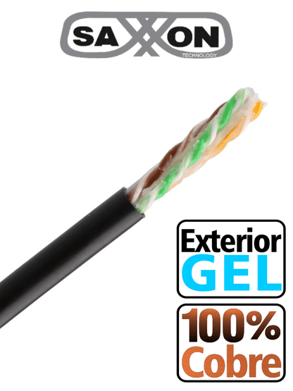 Bobina De Cable Utp  Saxxon Cat6 100% Cobre Con Gel/ 305 Metros/ Uso Exterior/ Color Negro/ Cumple Con Estandares: Iso/ Iec 11801 Ed2; Eia/ Tia568/ Ideal Para Cableado De Redes Y Video/