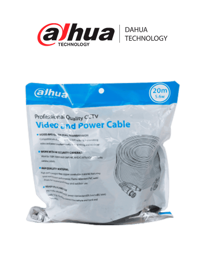 Cable Siames/dahua/ Dh-pfm942i-20-5/cable De 20 Metros Armado Para Video Y Energía/ Para Camaras Hasta 4k/ Con Conectores Bnc Y De Energía/ Uso Exterior E Interior/ Cobre De Alta Pureza/ Soporta: Ahd
