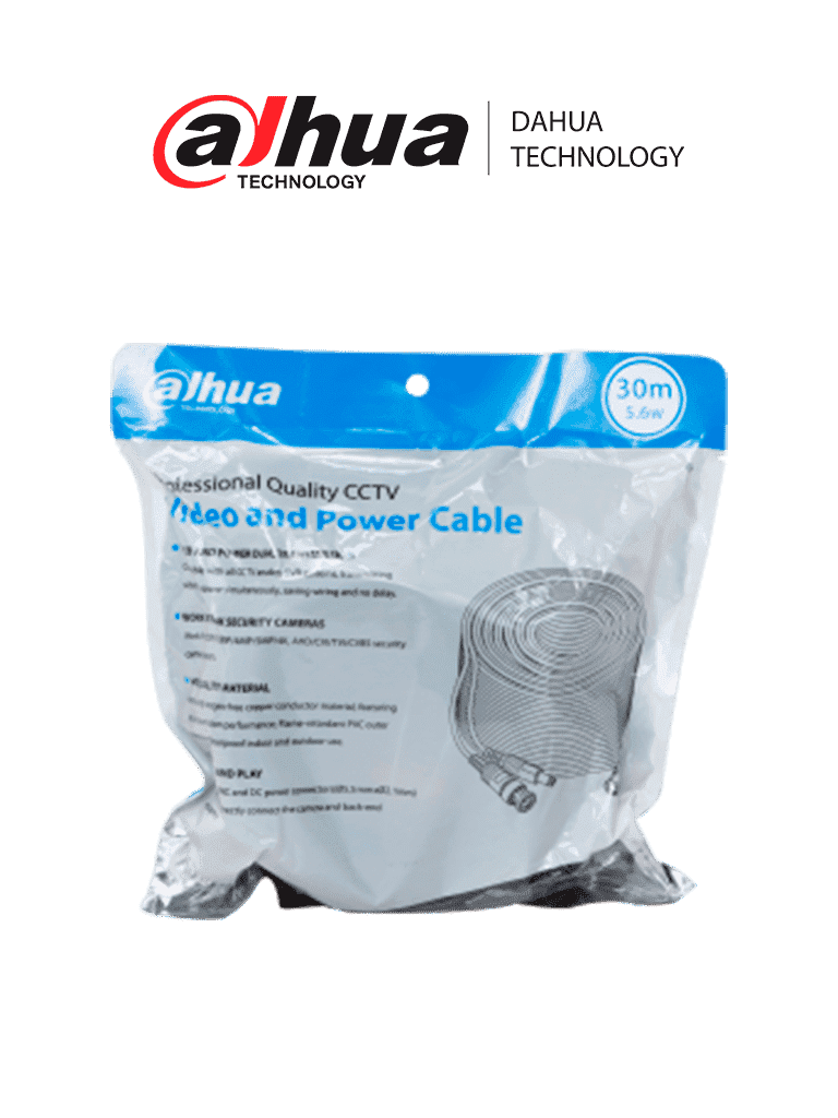 Cable Siames/dahua/dh-pfm942i-30-5/cable De 30 Metros Armado Para Video Y Energía/ Para Camaras Hasta 4k/ Con Conectores Bnc Y De Energía/ Uso Exterior E Interior/ Cobre De Alta Pureza/ Soporta: Ahd/