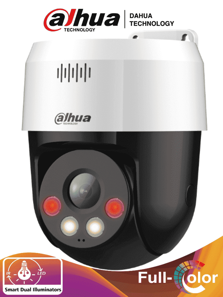 Camara Ip Pt/ Dahua/ Sd2a200hb-gn-a-pv-s2/ De 2 Mp/ Full Color+disuasion Activa/ Iluminador Dual Inteligente/ Lente Fijo/ 30 Metros De Iluminacion Ir Y Visible/ Audio 2 Vias/ Ip66/ Poe/ Deteccion De