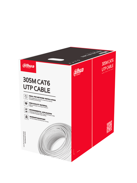Bobina/ Dahua/ Pfm923i-6un-c/ Bobina De Cable Utp 100% Cobre / Categoria 6 / Color Blanco / Interior / 305 Metros / Redes / Video/